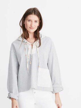 New S L XL Madewell x The New Denim Project patchwork popover boxy hoodie